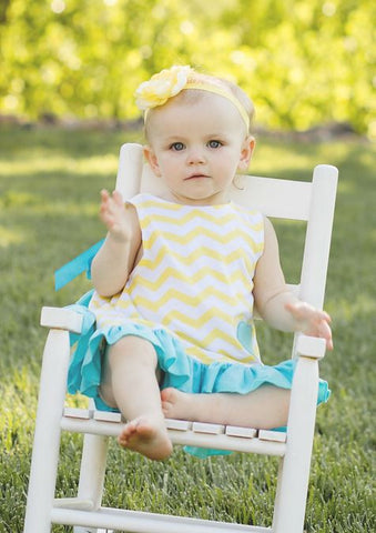 Yellow Chevron Teal Two Piece