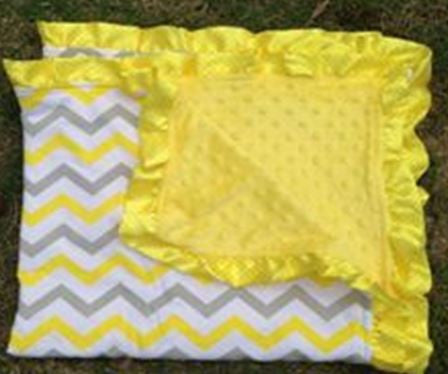 Yellow Gray Chevron Yellow Minky Blanket