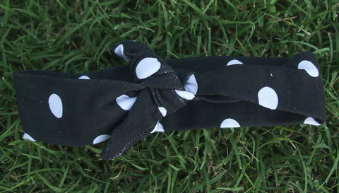 Black Polka Head Wrap Headband