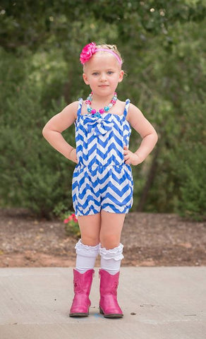 Blue Chevron Romper