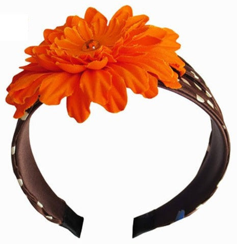 Brown - White - Orange - Flower Headband