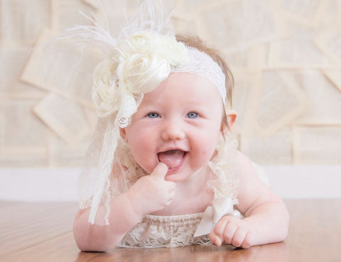 Cream Feather Boho Headband