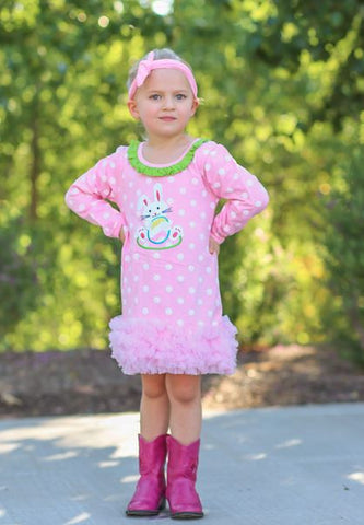 Pink Polka Bunny Ruffle Dress