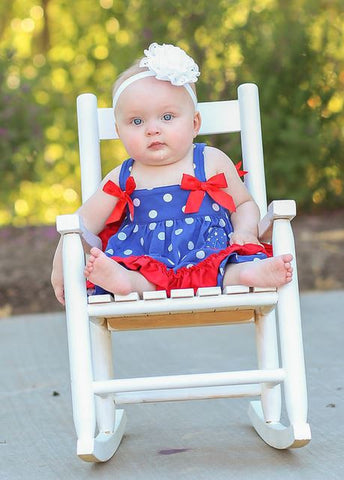 Blue Polka Red Ruffle Two Piece