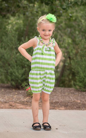 Green Stripe Sun Romper