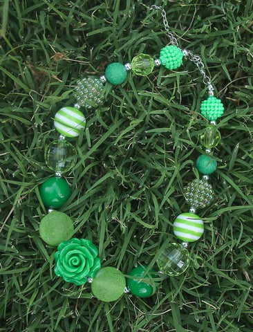 Green Flower Gumball Necklace