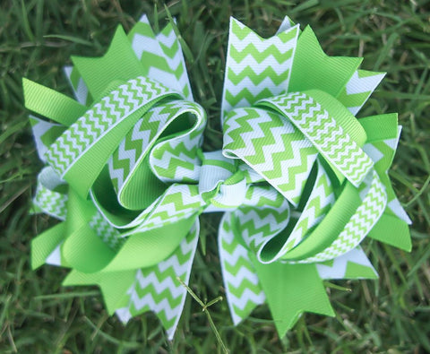 Lime Chevron Bow