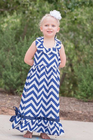 Chevron Bow Ruffle Dress