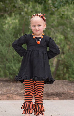 Orange Black Stripe Capri