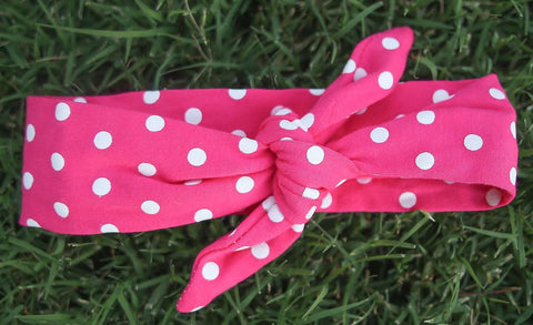 Hot Pink Polka Head Wrap Headband