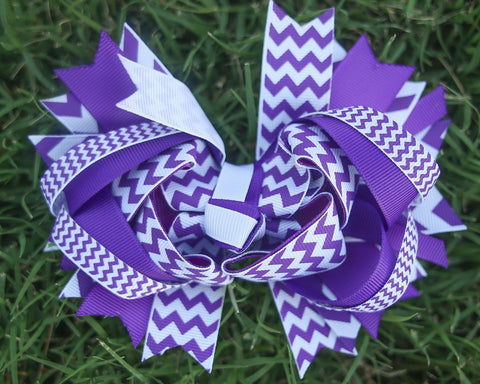 Purple Chevron Bow