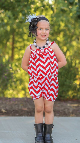 Red Chevron Sun Romper