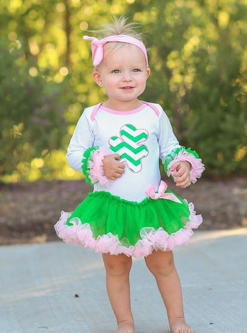 Pink - Green Shamrock Onesie Tutu